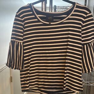 W5 Navy and White Striped Women's Top